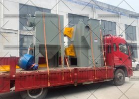 江蘇拋丸機除銹設備 發往浙江溫州378雙吊鉤式拋丸機